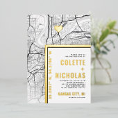 カンザスシティラブロケーター |シティテーマ結婚の 箔招待状 (立ち正面)