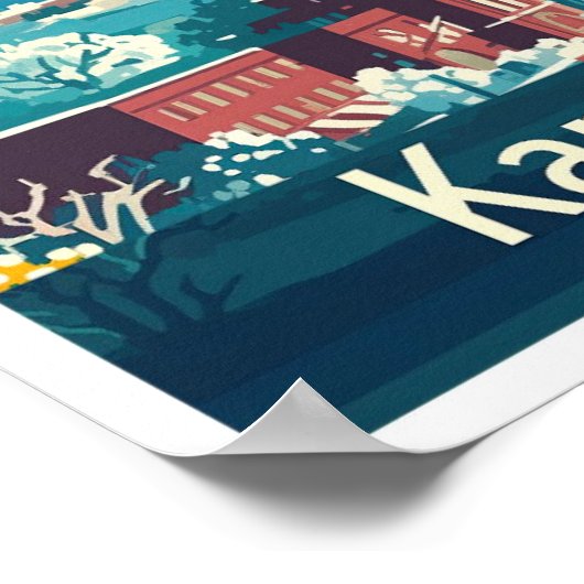 カンザスシティヴィンテージトラベルイラストレーション ポスター (角)