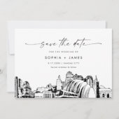カンザスシティーのスカイラインウェディング日付カードを保存 招待状 (正面)