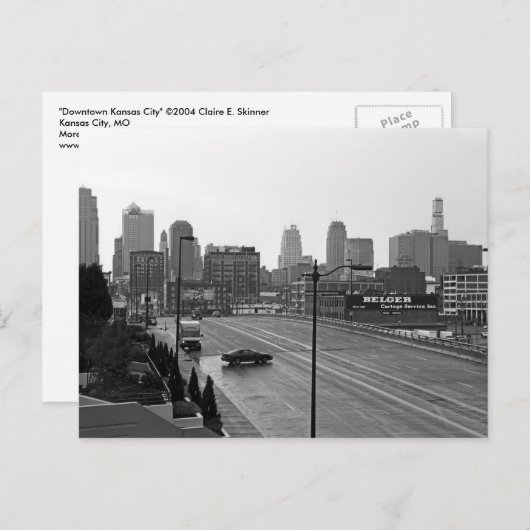 カンザスシティーのダウンタウンスカイライン – 白黒の写真 ポストカード (正面/裏面)