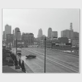 カンザスシティーのダウンタウンスカイライン – 白黒の写真 ラッピングペーパー (フラット)