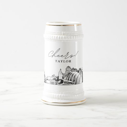 カンザスシティーパーソナライズされたギフトビアスタイン ビールジョッキ (中央)