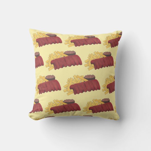 カンザスシティーメンフィスBBQバーベキュースペアリブグルメ クッション (正面)