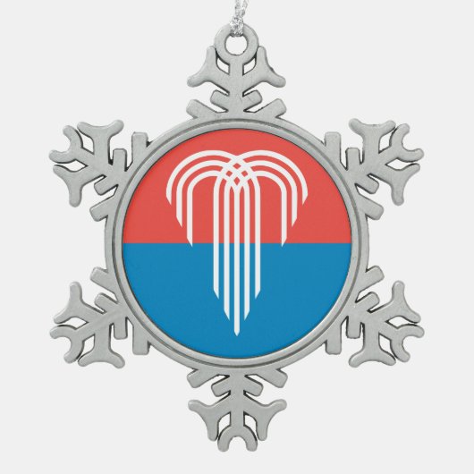 カンザスシティー州旗とピューターオーナメントスノーフレーク スノーフレークピューターオーナメント (正面)