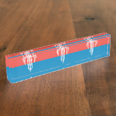 カンザスシティー州旗と愛国的な机の銘板 デスクネームプレート (側面)