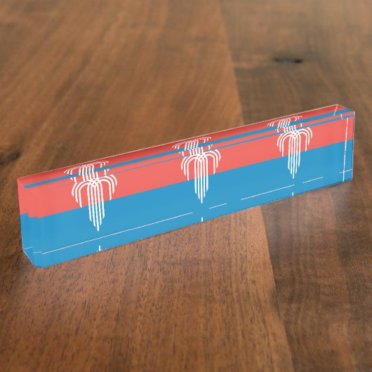 カンザスシティー州旗と愛国的な机の銘板 デスクネームプレート (側面)