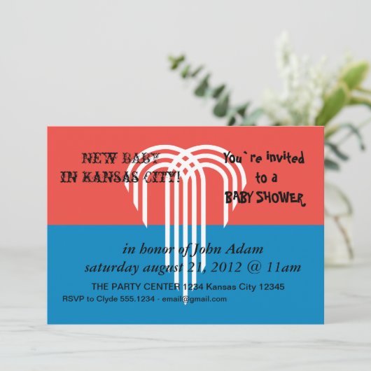 カンザスシティー州旗と赤ちゃんシャワー招待状 招待状 (スタンド正面)