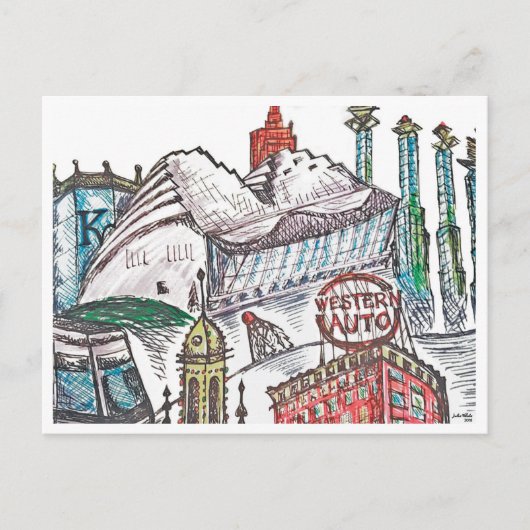 カンザスシティー建築ポスター ポストカード (正面)