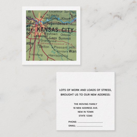 カンザスシティー引っ越しました新しい住所カード エンクロージャーカード (正面/裏面)