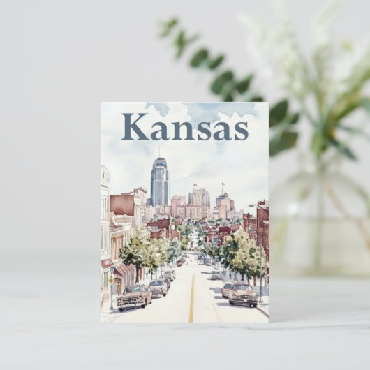 カンザスシティー水絵を描色の旅行 ポストカード (スタンド正面)