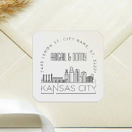 カンザスシティー結婚ズ |事前にアドレス指定された封筒用シール スクエアシール