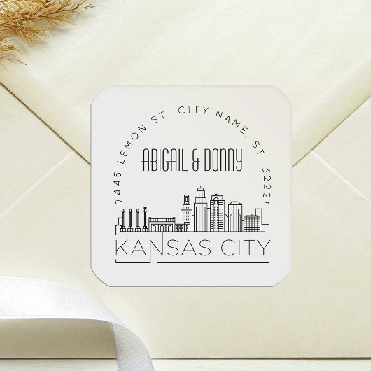 カンザスシティー結婚ズ |事前にアドレス指定された封筒用シール スクエアシール