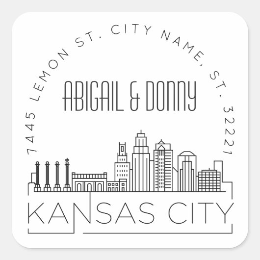 カンザスシティー結婚ズ |事前にアドレス指定された封筒用シール スクエアシール (正面)