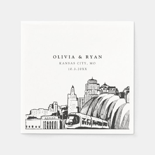 カンザスシティー結婚ミニマル紙 スタンダードカクテルナプキン (正面)