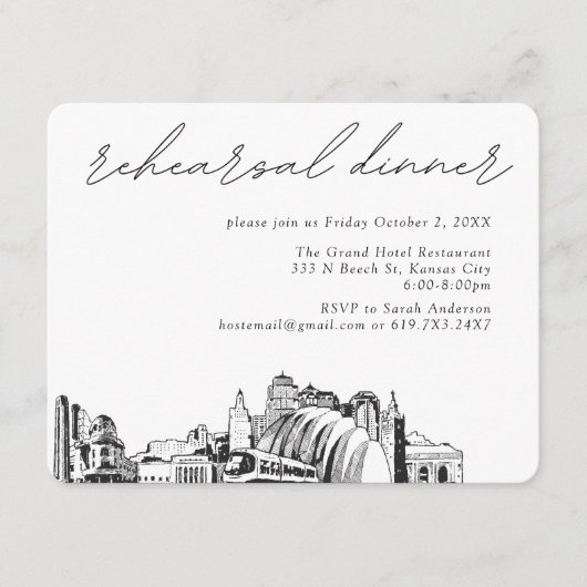 カンザスシティー結婚リハーサルエレガントディナー エンクロージャーカード (正面)