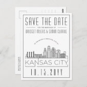 カンザスシティー |スタイル設定されたスカイライン日付を保存 ポストカード (正面/裏面)