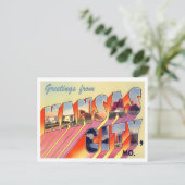 カンザスシティー、ミズーリヴィンテージビッグ文字はがき ポストカード (スタンド正面)