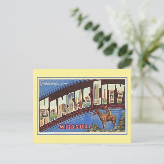 カンザスシティーMOからのヴィンテージの挨拶 ポストカード (スタンド正面)