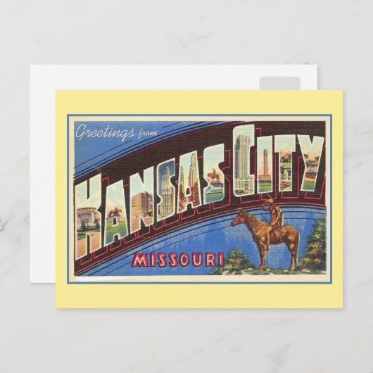 カンザスシティーMOからのヴィンテージの挨拶 ポストカード (正面/裏面)