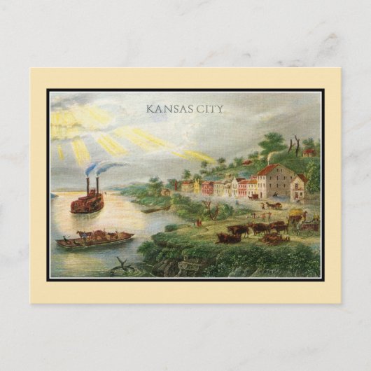 カンザスシティーMO 1850 (町として組み込み) ポストカード (正面)