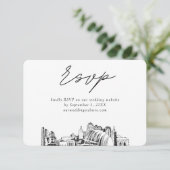 カンザスシ結婚ティのミニマルなスケッチRSVP エンクロージャーカード (スタンド正面)