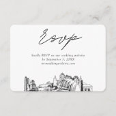 カンザスシ結婚ティのミニマルなスケッチRSVP エンクロージャーカード (正面)