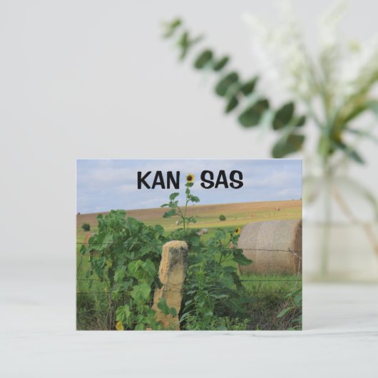 カンザスストーンポストひまわり付きポストカード ポストカード (スタンド正面)