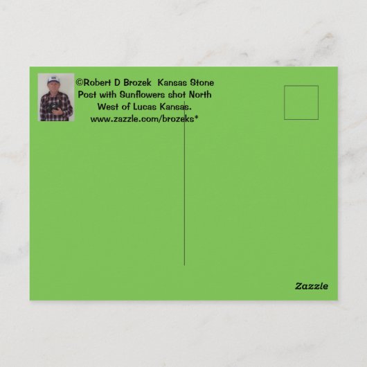 カンザスストーンポストひまわり付きポストカード ポストカード (裏面)