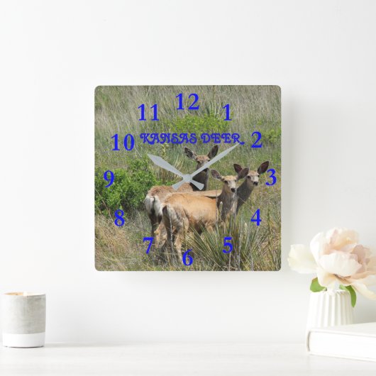 カンザスディアー スクエア壁時計 (ホーム)
