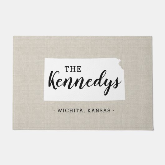 カンザスファミリーモノグラム州ドormat ドアマット (正面)