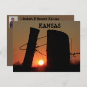 カンザスフェンスライン日没ポストカード ポストカード (正面/裏面)