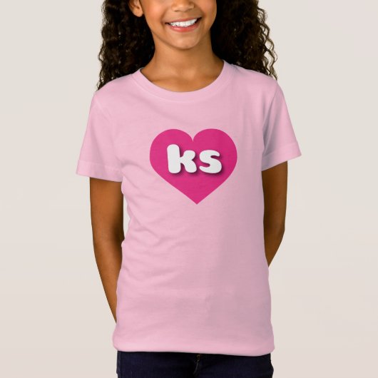 カンザスホットピンクハート- I love ks Tシャツ (正面)