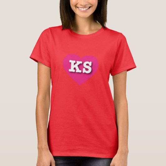 カンザスホットピンクハート- I love KS Tシャツ (正面)