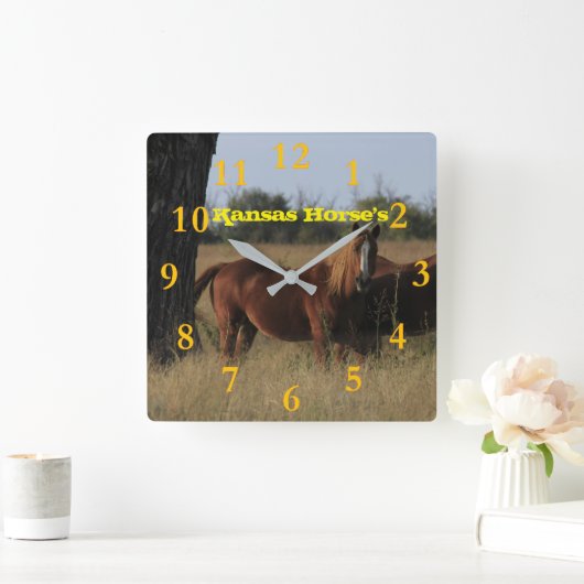 カンザスホースの壁時計 スクエア壁時計 (ホーム)