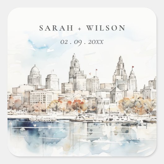 カンザスミニマルシティミズーリ水の色結婚の値 スクエアシール (正面)