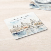 カンザスミニマルシティミズーリ水の色結婚の値 スクエアペーパーコースター (アングル)