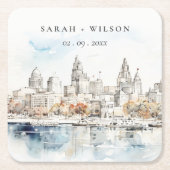 カンザスミニマルシティミズーリ水の色結婚の値 スクエアペーパーコースター (正面)