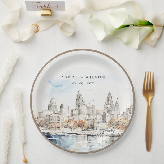 カンザスミニマルシティミズーリ水の色結婚の値 ペーパープレート (ウェディング)