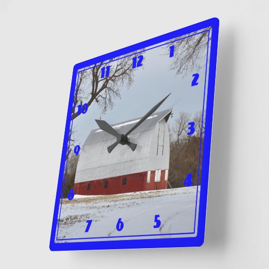 カンザスレッドバーン スクエア壁時計 (傾斜)