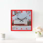 カンザスレッドバーン スクエア壁時計 (ホーム)