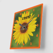 カンザスワイルドサンフラワー スクエア壁時計 (傾斜)