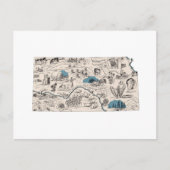 カンザスヴィンテージ写真地図アンティーク州図 ポストカード (正面)