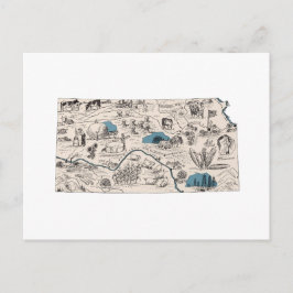 カンザスヴィンテージ写真地図アンティーク州図 ポストカード