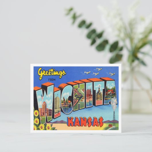 カンザスヴィンテージ旅行ウィチタからのご挨拶 ポストカード (スタンド正面)