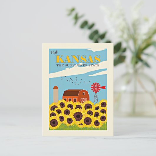 カンザスヴィンテージ旅行ポスター ポストカード (スタンド正面)