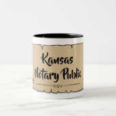 カンザス公証人公式スクロール羽毛クイル ツートーンマグカップ (中央)