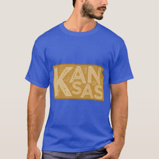 カンザス地図タイポグラフィブラウン Tシャツ