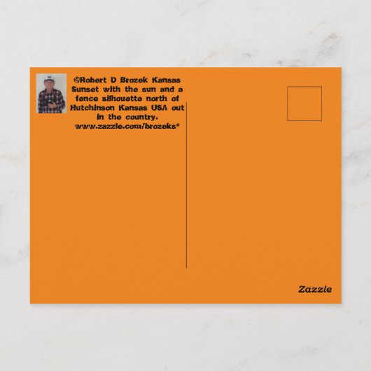 カンザス州の夕焼けと農場のフェンス ポストカード (裏面)