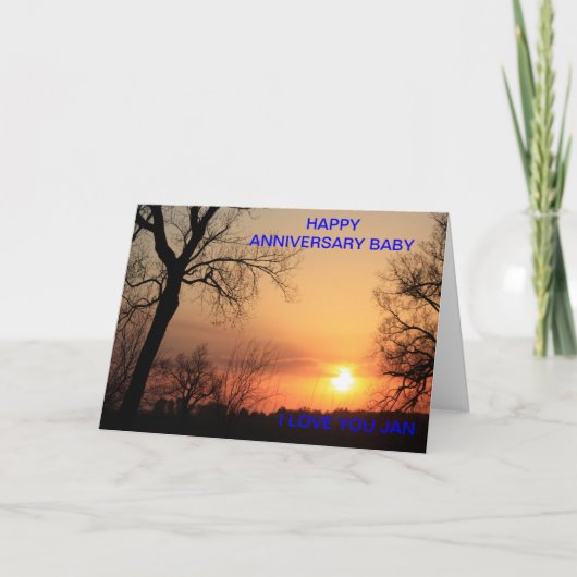 カンザス州の夕焼け結婚記念日 カード (正面)