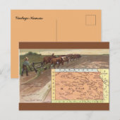 カンザス州の昔ながらの農業と地図 ポストカード (正面/裏面)